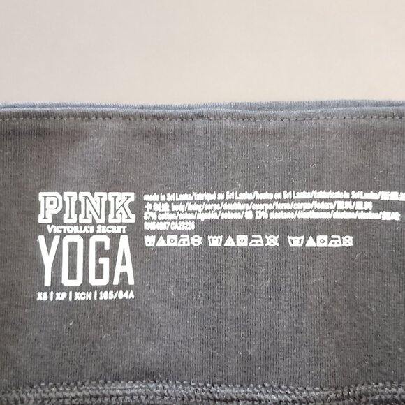 PINK Victoria's Secret Yoga Pants Size XS Black White Dog Logo Activewear (L) - Picture 3 of 5
